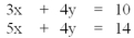 Which of the choices below constitutes a simultaneous solution to these equations?   A) x = 2, y = .5 B) x = 4, y = -.5 C) x = 2, y = 1 D) x = y E) y = 2x