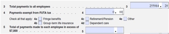 Cralic Company has 12 employees and operates in Texas.The Form 940 for the previous year contained the following information:   What amount should be entered on line 5? (Assume that all employees had exceeded the FUTA wage base.)  A)  $84,000 B)  $1,535.91 C)  $171,984.29 D)  $1,031.91