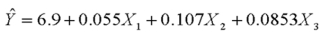 It has been hypothesized that overall academic success for college freshmen as measured by grade point average (GPA) is a function of IQ scores   , hours spent studying each week   , and one's high school average   . Suppose the regression equation is:   . The multiple standard error is 6.313 and R<sup>2</sup> = 0.826. What is the predicted GPA for a student with an IQ of 108, 32 hours spent studying per week and a high school average of 82?