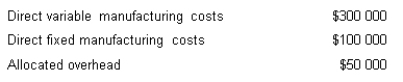 Xebex Pty Ltd is considering whether to make or buy a component used in the production of Faz Machines. The annual cost of producing the 100 000 components used by the company is as follows.   If Xebex were to discontinue production of the component, direct fixed manufacturing costs would be reduced by 80 per cent. Xebex should buy the 100 000 components if the cost of purchasing per unit is less than what amount? A)  $4.50 B)  $4.00 C)  $3.80 D)  $3.00