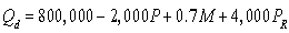 A price-setting firm faces the following estimated demand and average variable cost functions:     where   is the quantity demanded,P is price,M is income,and   is the price of a related good.The firm expects income to be $40,000 and   to be $53.Total fixed cost is $2,600,000.What is the estimated marginal revenue function for the firm? A) MR = 800 - 0.002Q B) MR = 800 - 0.004Q C) MR = 1,600 - 0.004Q D) MR = 520- 0.001Q