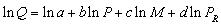 If demand is estimated using the empirical specification   ,then an equivalent expression for demand is A)    . B)    . C)    . D)    . E) none of the above