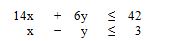 <strong>For a linear programming problem with the following constraints, which point is in the feasible solution space assuming this is a maximization problem? </strong> A) x = 1, y = 5 B) x = -1, y = 1 C) x = 4, y = 4 D) x = 2, y = 1 E) x = 2, y = 8