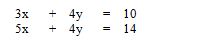 <strong>Which of the following choices constitutes a simultaneous solution to these equations? </strong> A) x = 2, y = .5 B) x = 4, y = -.5 C) x = 2, y = 1 D) x = y E) y = 2x