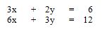 <strong>Which of the following choices constitutes a simultaneous solution to these equations? </strong> A) x = 1, y = 1.5 B) x = .5, y = 2 C) x = 0, y = 3 D) x = 2, y = 0 E) x = 0, y = 0