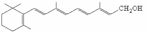 Which structure in shown?   A) Retinol. B) Retinal. C) Retinoic acid. D) β-carotene.