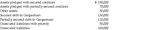 Gargantuan Bank has loaned money in two separate loans to Little Company, which is now in Chapter 7 bankruptcy.Little Company has the following assets and liabilities, stated at fair value in liquidation.    Required: Determine the amount of cash that Gargantuan will collect from these two pieces of debt.