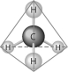 Refer to the following figure to answer the following questions.    -The molecule shown here is the simplest of organic compounds. It is called A) a carbohydrate. B) carbon dioxide. C) methane. D) carbonic hydrate. E) methyl carbonate.