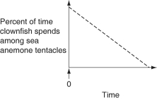 The following questions refer to the paragraph below. An elementary school science teacher decided to liven up the classroom with a salt-water aquarium. Knowing that salt-water aquaria can be quite a hassle, the teacher proceeded stepwise. First, the teacher conditioned the water. Next, the teacher decided to stock the tank with various marine invertebrates, including a polychaete, a siliceous sponge, several bivalves, a shrimp, several sea anemones of different types, a colonial hydra, a few coral species, an ectoproct, a sea star, and several gastropod varieties. Lastly, some vertebrates-a parrotfish and a clownfish-were added. She arranged for daily feedings of copepods and feeder fish. -The clownfish readily swims among the tentacles of the sea anemones; the parrotfish avoids them. One hypothesis for the clownfish's apparent immunity is that these fish slowly build a tolerance to the sea anemone's toxin. A second hypothesis is that a chemical in the mucus that coats the clownfish prevents the nematocysts from being triggered. Which of the following graphs supports the first, but not the second, of these hypotheses? (The clownfish, which had never before been in the presence of a sea anemone, and sea anemones were introduced to the same aquarium at Time 0.)  A)    B)    C)    D)   