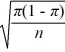 The standard deviation of the sampling distribution of a sample proportion is   , where π is the population proportion.