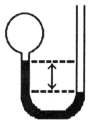 A gas vessel is attached to an open-end manometer containing a nonvolatile liquid of density 0.791 g/mL as shown below.   The difference in heights of the liquid in the two sides of the manometer is 43.4 cm when the atmospheric pressure is 755 mm Hg. Given that the density of mercury is 13.6 g/mL, the pressure of the enclosed gas is ________ atm. A) 1.03 B) 0.967 C) 0.993 D) 0.990 E) 0.987