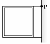 A uniform sign is supported at P as shown in the figure.If the sign is a square 0.7 m on its side and its mass is 7.0 kg,what is the magnitude of the horizontal force that P experiences?   A) 34 N B) 0 N C) 24 N D) 98 N