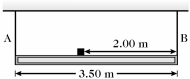 A uniform 1200 N beam that is 3.50 m long is suspended horizontally by two vertical wires at its ends.A small but dense 550 N weight is placed on the beam 2.00 m from one end,as shown in the figure.The tensions,A and B,in the two wires are:   A) A = 875 N,B = 875 N B) A = 836 N,B = 914 N C) A = 8960 N,B = 8190 N D) A = 914 N,B = 836 N E) A = 8190 N,B = 8960 N