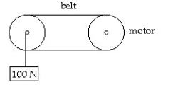 A winch is being used to raise a 100 N load.If the motor supplies a torque at a radius of 1.4 m and the cylinder upon which the rope is being wrapped has a radius a 0.6 m,how much force must the motor supply to keep the load suspended in place while the work crew goes to lunch?   A) 43 N B) 230 N C) 80 N D) 70 N