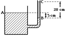   -A container has a vertical tube,whose inner radius is 24.00 mm,connected to it at its side.An unknown liquid reaches level A in the container and level B in the tube-level A being 5.0 cm higher than level B.The liquid supports a 20.0 cm high column of oil,between levels B and C,whose density is 570 kg/m<sup>3</sup>.In the figure,the mass of the oil,in grams,is closest to: A) 210 B) 410 C) 620 D) 820 E) 1000