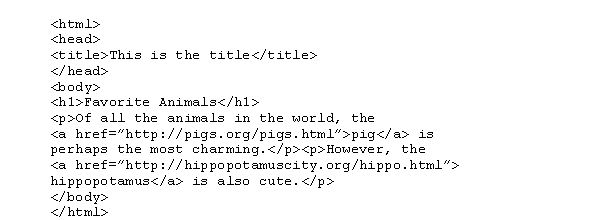 What would happen if a user clicked the mouse on the term  pig  while viewing the HTML document shown below?  