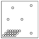 What state (or states) of matter does this diagram of submicroscopic particles represent?   A) solid B) liquid C) gas D) solid-gas mixture E) liquid-gas mixture