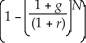 Which of the following statements regarding growing annuities is FALSE? A)  A growing annuity is a stream of N growing cash flows, paid at regular intervals. B)  We assume that g < r when using the growing annuity formula. C)  PV of a growing annuity = C ×   <sub> </sub> <sub> </sub>   D)  A growing annuity is like a growing perpetuity that never comes to an end.