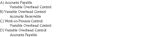 Which of the following journal entries is used to record actual variable overhead costs incurred?