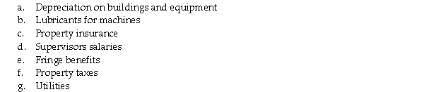 Lucas Manufacturing has three cost objects that it uses to accumulate costs for its manufacturing plants.They are: The following manufacturing overhead cost categories are found in the accounting records: Required: Assign each of the above costs to the most appropriate cost object.