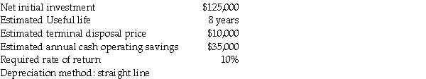 Fabian Company is considering the purchase of a piece of materials-handling equipment:     Required: a.Calculate the payback period. b.Calculate the accrual accounting rate of return.