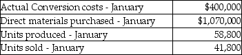 Use the information below to answer the following question(s) . Fun 'N' Games manufactures various board games.For January there were no beginning inventories of direct materials,and no beginning or ending work-in-process.Only one indirect manufacturing cost category is currently in use, Conversion Costs.  Journal entries are recorded when materials are purchased and when conversion costs are allocated under backflush costing.    -Which of the following journal entries properly records the purchase of direct materials at Fun 'N' Games? A)    B)    C)    D)    E)   
