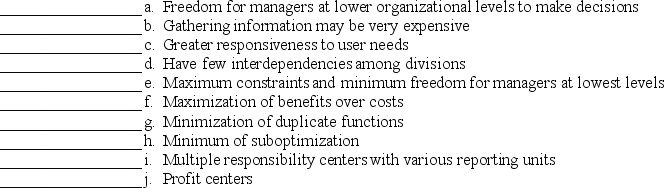For each of the following activities, characteristics, and applications, identify whether they can be found in a centralized organization, a decentralized organization, or both types of organizations.   