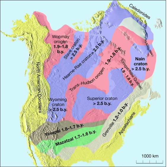 Refer to the geologic province map (fig.13.18)to answer the question(s)below.    -Geochemically and thermally, what was the biggest difference between the early Earth and today?
