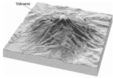 On the spaces provided below each illustration, name the type of drainage pattern that is illustrated. a)______________________________     b)______________________________     c)______________________________     d)_____________________________   