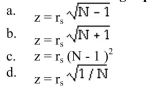To test the significance of the rank-order correlation coefficient for large samples (N > 30), we use the following expression:  