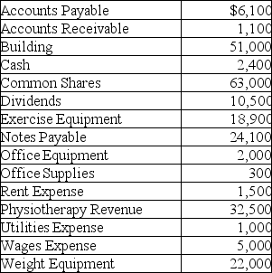 Phillip started his physiotherapy business in March 2013. Phillip's physiotherapy clinic for March 31, 2013 is provided below. All accounts have normal balances. Phillip issued sixty-three (63) common shares in March.     Requirements Part A Prepare a trial balance using the correct financial presentation. Remember to include the correct headings. Part B Prepare an income statement for March 2013. Part C Prepare a statement of changes in equity for March 2013. Part D Prepare a statement of financial position for March 2013.