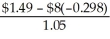 This problem requires a two period binomial tree. The solution will start by solving the value of the call option for the up and down branches as of year 1 and then solve for the final value of the option at year 0. Up branch D = = = 0 B = = = 0 C = SD + B = $13(0)+ (0)= $0 Down Branch D = = = -0.6 B = = = 6.285714 C = SD + B = $8(-0.6)+ (6.285714)= $1.49 Value at year 0 D = = = -0.298 B = = = 3.874 C = SD + B = $10(-0.298)+ 3.874 = $0.89