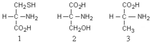 What is the absolute configuration of the following amino acids?   A)  1L, 2D, 3D B)  1l, 2d, 3d C)  1D, 2D, 3D D)  1L, 2L, 3L E)  1d, 2l, 3l