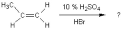 What is the main product of the following reaction?   A)  1-bromopropane B)  2-bromopropane C)  propyl alcohol D)  2-bromopropene E)  1-bromo-2-methylethane