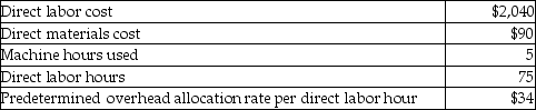 Halcyon Company completed Job 10B last month. The cost details of Job 10B are shown below:   Calculate the total job cost for Job 10B. A) $2,640 B) $4,680 C) $2,550 D) $4,590