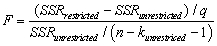 The homoskedasticity only F-statistic is given by the formula   where SSRrestricted is the sum of squared residuals from the restricted regression,SSRunrestricted is the sum of squared residuals from the unrestricted regression,q is the number of restrictions under the null hypothesis,and kunrestricted is the number of regressors in the unrestricted regression.Prove that this formula is the same as the following formula based on the regression R2 of the restricted and unrestricted regression:  