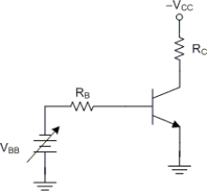     -The circuit in Figure  wonʹt work. Why not? A)  RB is open. B)  The transistor is in saturation. C)  RC is open. D)  The polarities of VCC and VBB are incorrect.