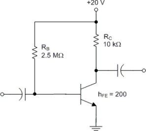     -The value of VCEoff)  for the circuit in Figure is A)  20 V. B)  10 V. C)  5 V. D)  Cannot be determined with the information given.