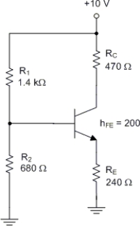     -The value of VCEoff)  for the circuit in Figure  is A)  10 V. B)  20 V. C)  5 V. D)  0 V.