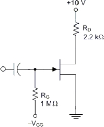     -Assume that the JFET has values of IDSS = 12 mA and VGSoff)  = -6 V. If VGG = -3 V, what is the value of ID for the circuit? A)  1 mA B)  3 mA C)  4.55 mA D)  6 mA