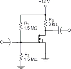     -The MOSFET in Figure  has the following specifications: IDon)  = 10 mA @ VGSon)  = 10 V and VGSTh)  = 2 V. Determine the value of VDS for this circuit. A)  2 V B)  4.5 V C)  7.5 V D)  12 V 