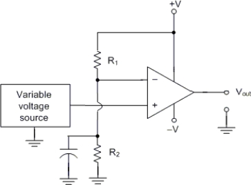     -The circuit in Figure has the following values: R1 = 7 kΩ, R2 = 1 kΩ, CB = 1 μF, and supply voltages of ±10 V. What is the value of Vref for this circuit? A)  +1.25 V B)  -1.25 V C)  + 2.5 V D)  -7.5 V