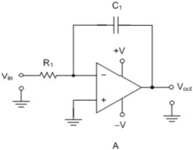         -Circuit A is an)  . A)  linear amplifier B)  integrator C)  differentiator D)  comparator