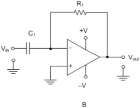         -Circuit A is an)  . A)  linear amplifier B)  integrator C)  differentiator D)  comparator