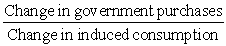 The government purchases multiplier is defined as A) B) C) D)