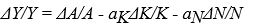 The growth accounting equation is A)    B)    C)    D)   