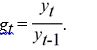 <strong>The relationship between the level of growth of an economic variable,gt,and its level,yt,is best approximated as</strong> A) B) C) D) E)
