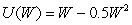 <strong>Which of the following utility functions exhibits constant absolute risk aversion?</strong> A)U(W)= W. B) C)U(W)= ln W. D)U(W)= .
