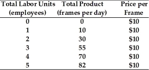 Refer to the data provided in Table 10.2 below to answer the following question(s) . Table 10.2   -Refer to Table 10.2. The firm currently employs 4 workers at the market wage of $120 per worker per day. If the firm wants to maximize its profits, it should A)  hire fewer workers B)  hire more workers. C)  make no adjustments as it is already employing the profit-maximizing number of workers. D)  shut down since it is incurring a loss.