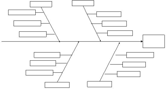 Pretend that you have just come from a relative's wedding reception.It didn't turn out as well as it should have,and the bride's parents are pretty mad at how things turned out.Use the supplied template to construct a conventional cause-and-effect diagram.Identify twelve sources of defects for the issue  dissatisfied customer of wedding reception caterer.  (Your dozen need not be exactly three per main cause,but should be a balanced treatment. )Categorize each cause onto a main cause.Provide brief support for each of your choices.  